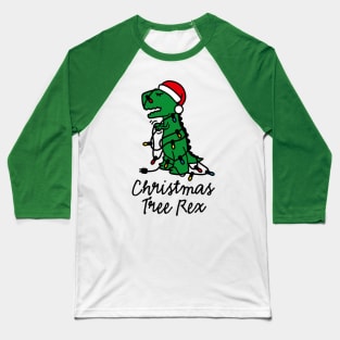 Christmas tree rex ugly xmas Christmas tree dinosaur Baseball T-Shirt